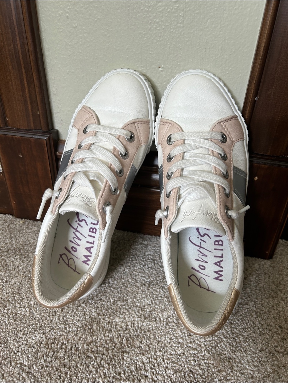 BLOWFISH Malibu White Sneakers with Rose Gold and Silver Accents - Picture 3 of 10